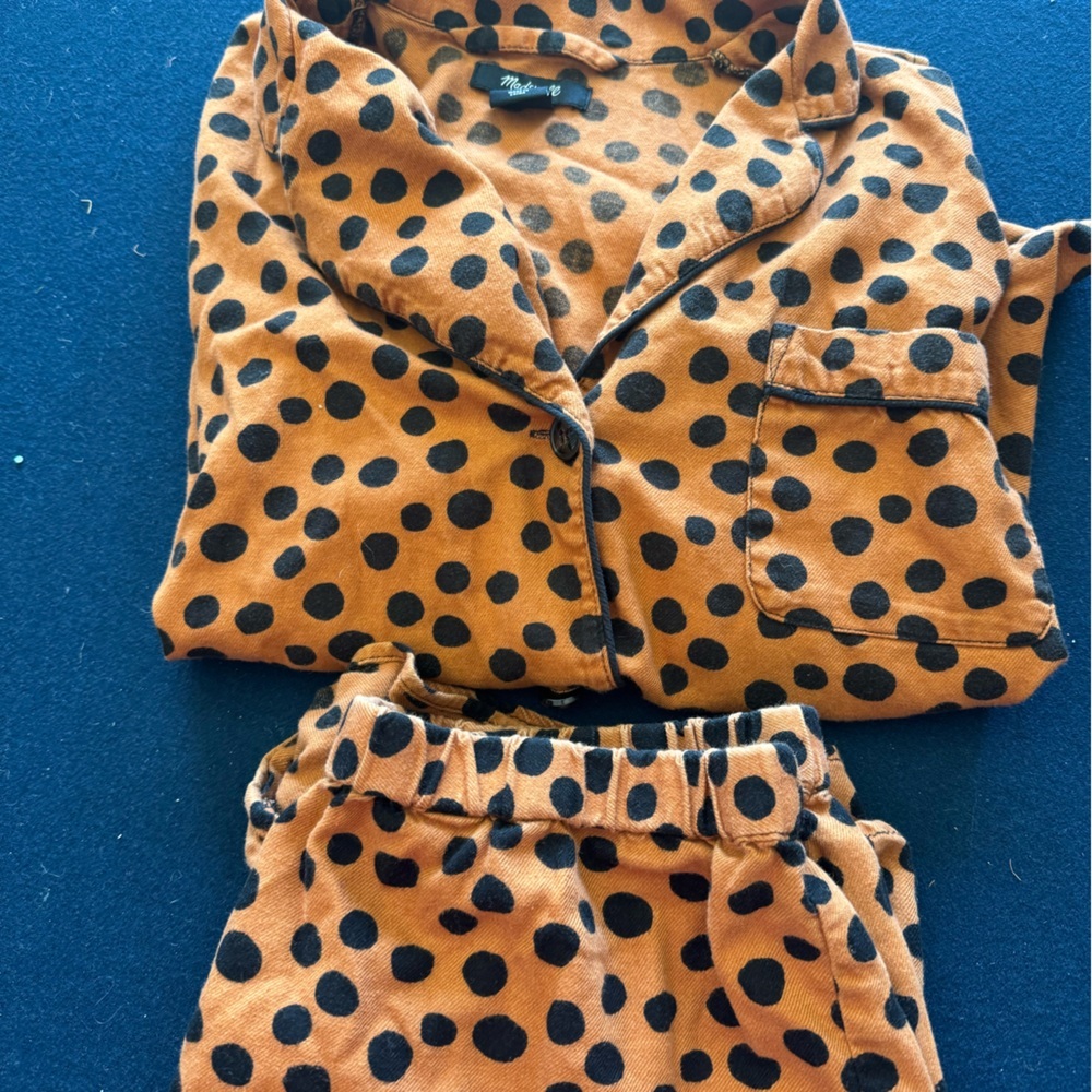 MADEWELL Polka Dot “ animal print”Pajama Set in Brown&  Black- super soft& comfy